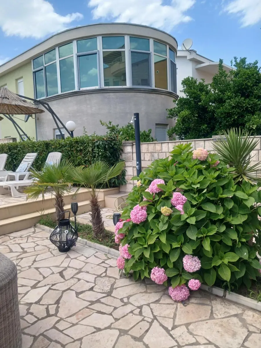 Flowers and greenery in the guest house garden