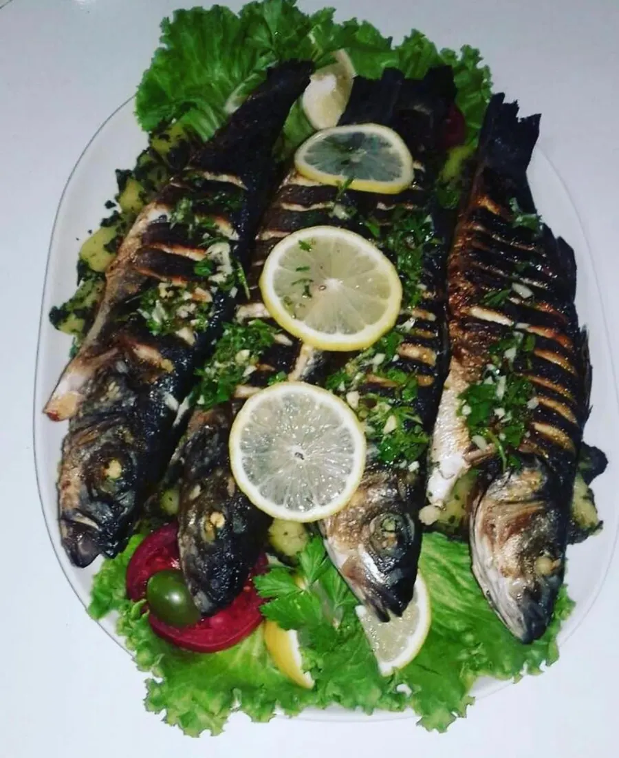 Fish dish served in the guest house restaurant